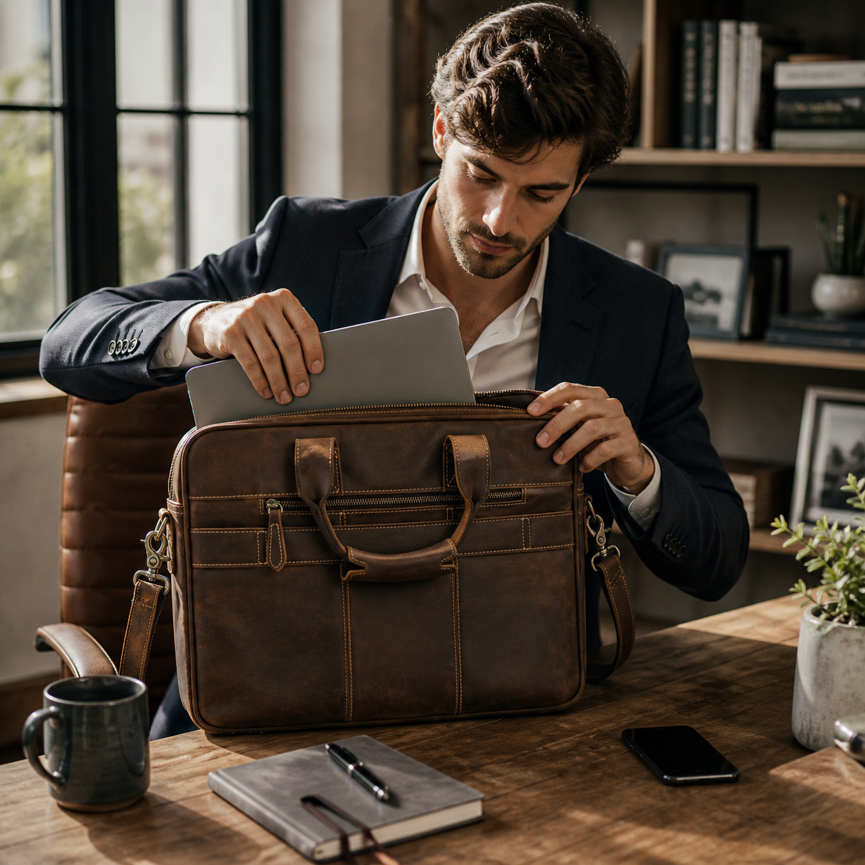 The Executive Leather Laptop Bag